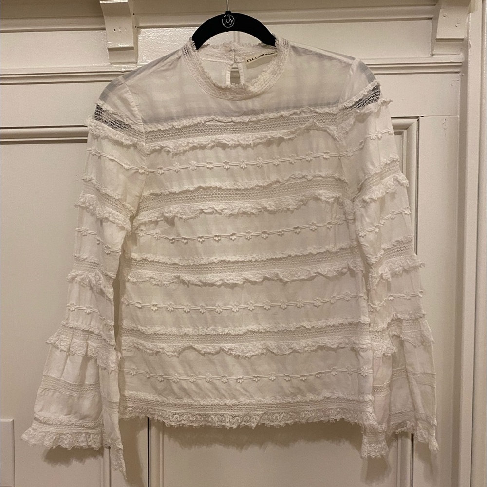 Ulla Johnson Lace Ruffled Bell Sleeve Blouse